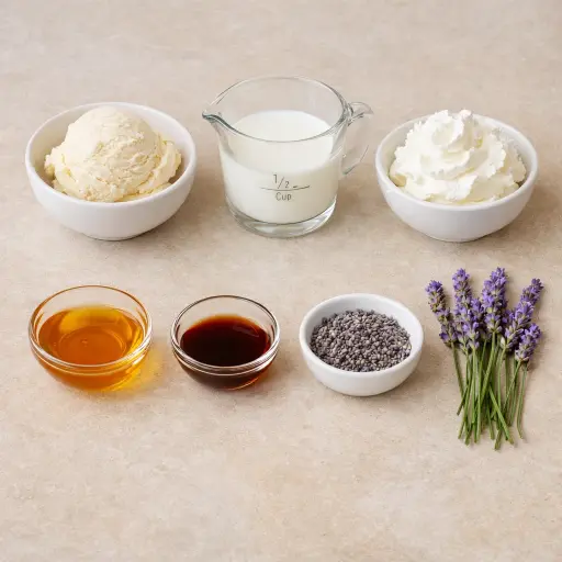Ingredients for Honey Lavender Vanilla Milkshake