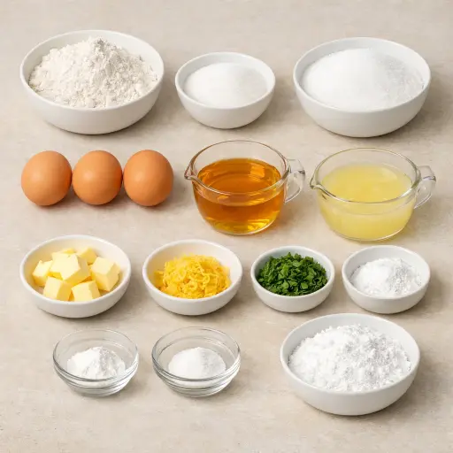 Ingredients for Honey Lemon Basil Bars