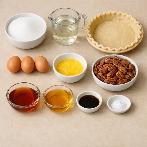 Ingredients for Honey Maple Pecan Pie