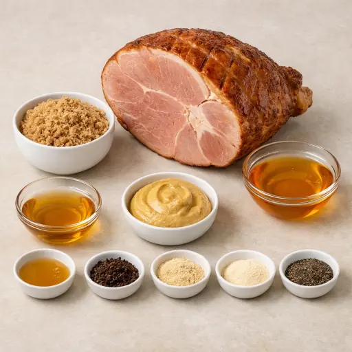 Ingredients for Honey Mustard Brown Sugar Baked Ham
