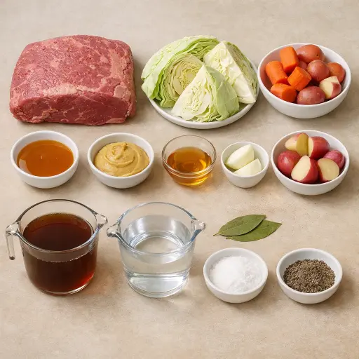 Ingredients for Honey Mustard Corned Beef and Cabbage
