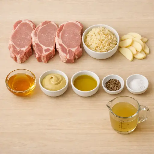 Ingredients for Honey-Mustard Pork Chops with Apple Sauerkraut