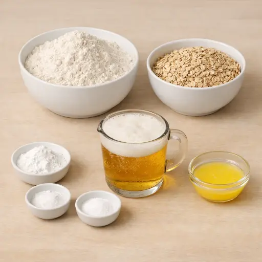 Ingredients for Honey Oat Beer Bread
