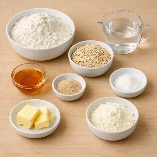 Ingredients for Honey Oatmeal White Bread