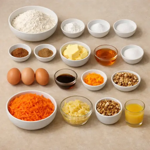 Ingredients for Honey Orange Carrot Cake