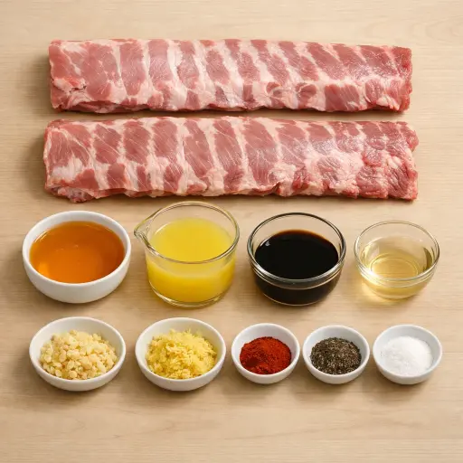 Ingredients for Honey Pineapple Glazed Baby Back Ribs