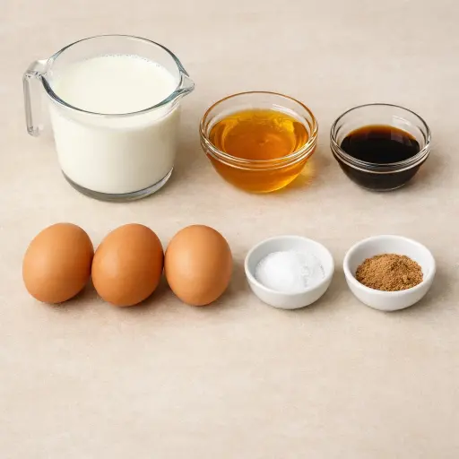 Ingredients for Honey Vanilla Egg Custard