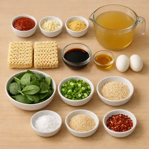 Ingredients for Hot and Spicy Ramen