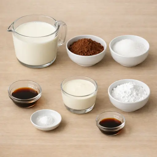 Ingredients for Hot Chocolate with Whipped Cream