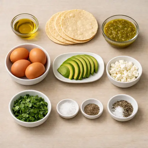 Ingredients for Huevos Rancheros Verde