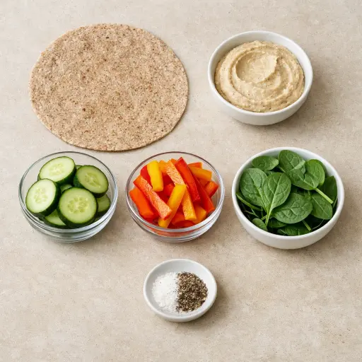 Ingredients for Hummus & Veggie Wrap