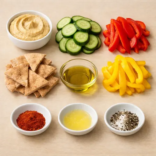 Ingredients for Hummus and Veggie Bowl