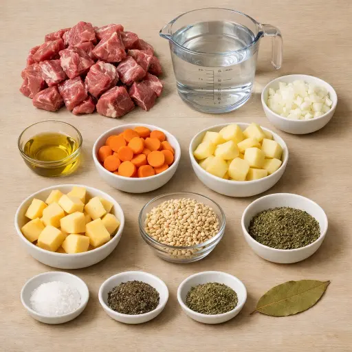Ingredients for Icelandic Lamb Soup (Kjötsúpa)