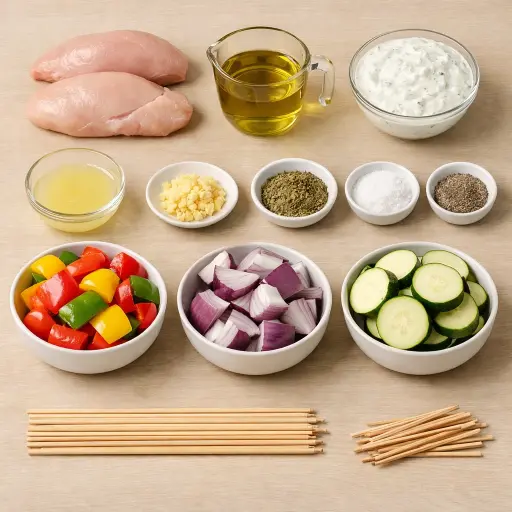 Ingredients for Indoor Grilled Chicken Skewers