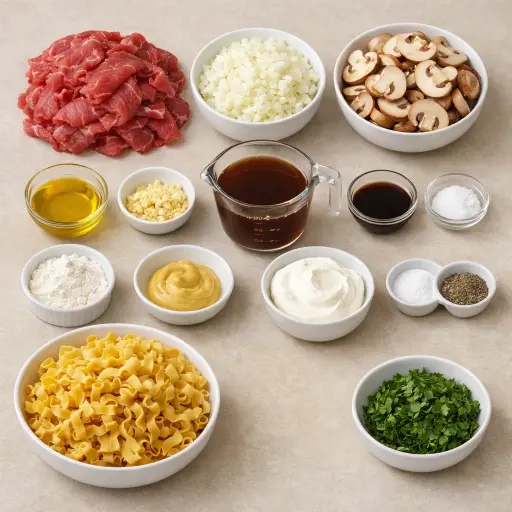 Ingredients for Instant Pot Beef Stroganoff