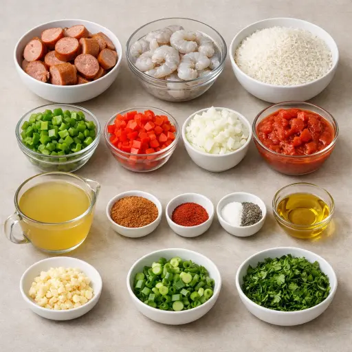 Ingredients for Jambalaya with Andouille Sausage