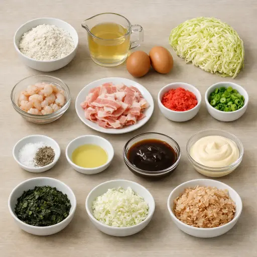 Ingredients for Japanese Okonomiyaki