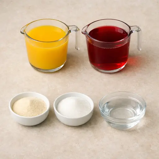 Ingredients for Jiggly Fruit Gel Cubes