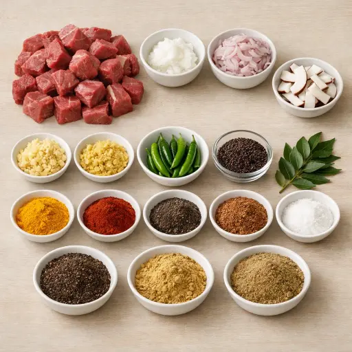Ingredients for Kerala Beef Fry