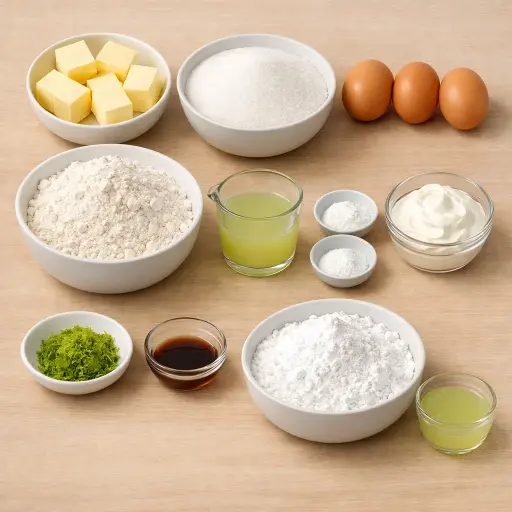 Ingredients for Key Lime Pound Cake