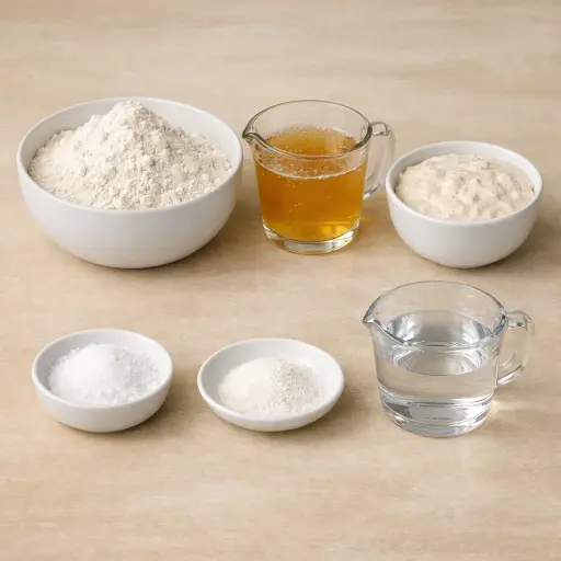 Ingredients for Kombucha-Infused Sourdough Bread