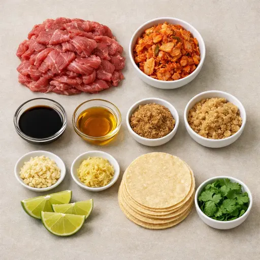 Ingredients for Korean-Inspired Kimchi Tacos