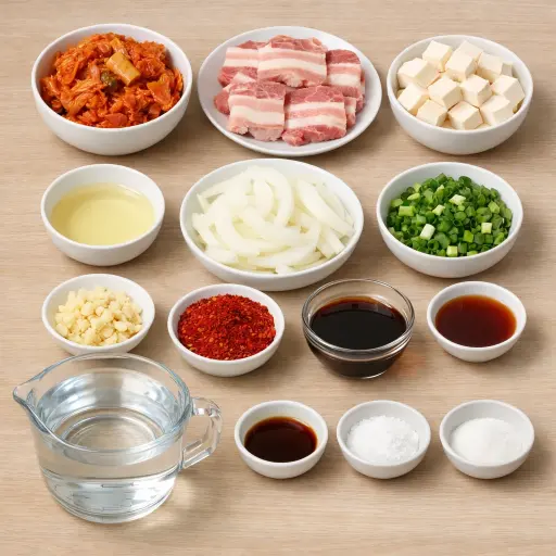 Ingredients for Korean Kimchi Stew