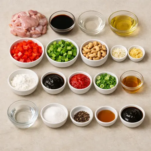Ingredients for Kung Pao Chicken with Cashews