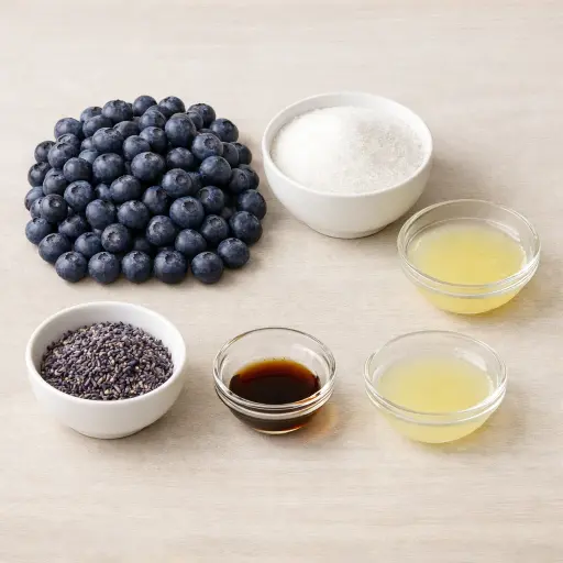 Ingredients for Lavender Blueberry Bliss Jam