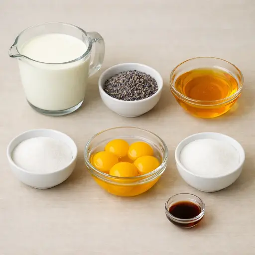 Ingredients for Lavender Honey Creme Brulee