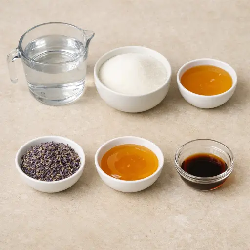Ingredients for Lavender Honey Simple Syrup