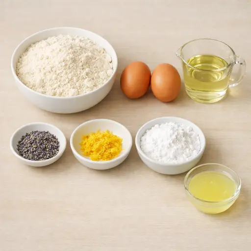 Ingredients for Lavender Lemon Cake Mix Cookies