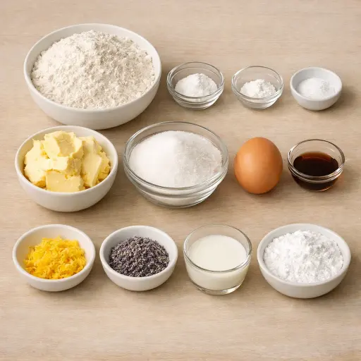 Ingredients for Lavender Lemon Cut-out Cookies