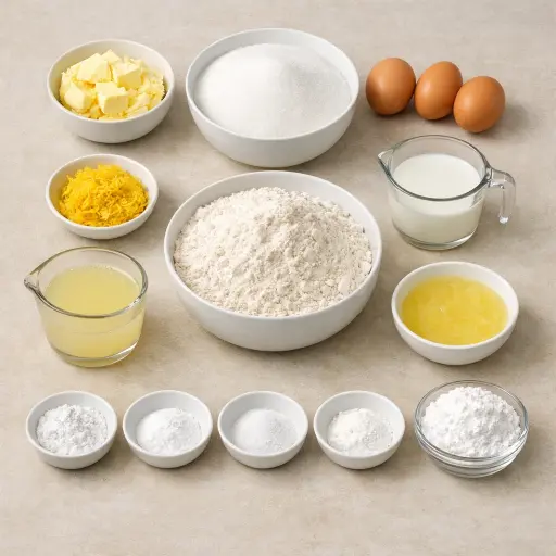 Ingredients for Lavender Lemon Pound Cake
