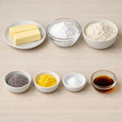Ingredients for Lavender Lemon Shortbread Cookies