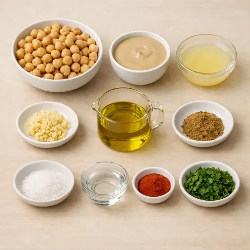 Ingredients for Lebanese Hummus