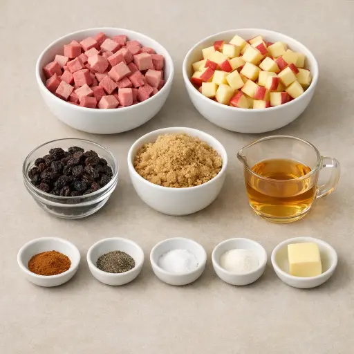 Ingredients for Leftover Ham Compote Delight