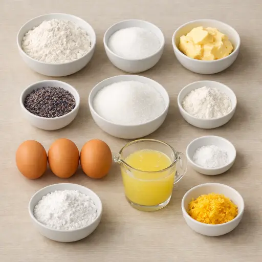 Ingredients for Lemon & Lavender Dream Bars