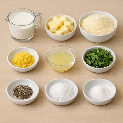 Ingredients for Lemon Basil Alfredo Sauce