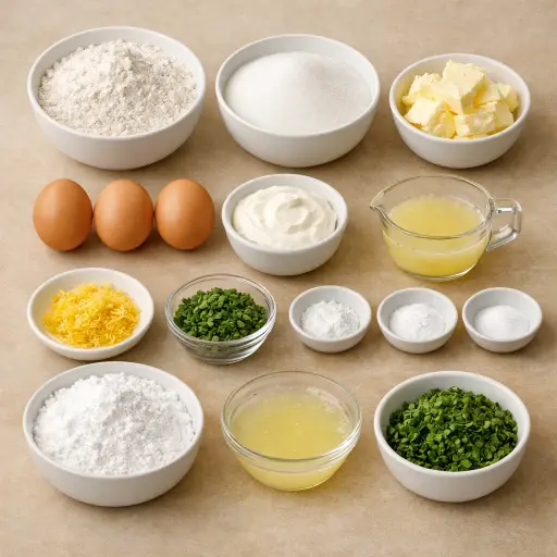 Ingredients for Lemon Basil Bundt Cake