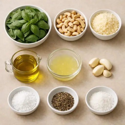 Ingredients for Lemon Basil Cashew Pesto