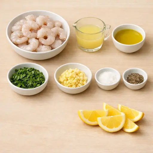 Ingredients for Lemon Basil Grilled Shrimp