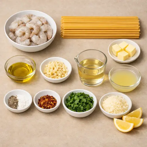 Ingredients for Lemon Basil Shrimp Scampi