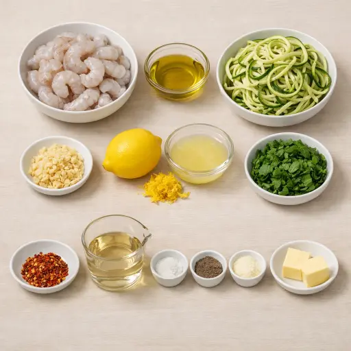 Ingredients for Lemon Basil Shrimp Scampi with Zucchini Noodles