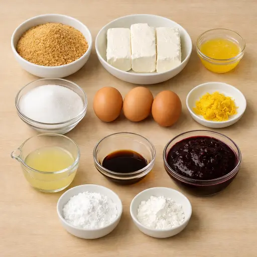 Ingredients for Lemon Blackberry Swirl Cheesecake