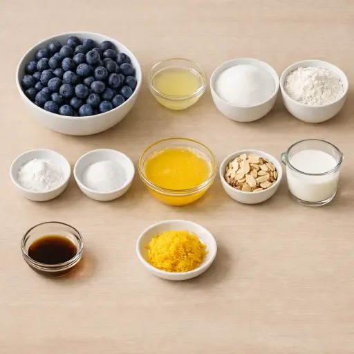 Ingredients for Lemon Blueberry Almond Cobbler