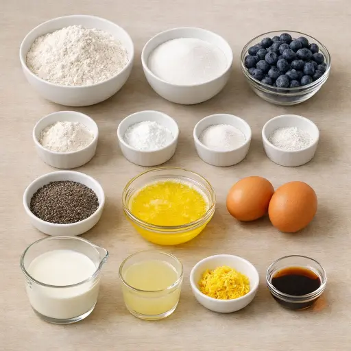 Ingredients for Lemon Blueberry Chia Seed Bread