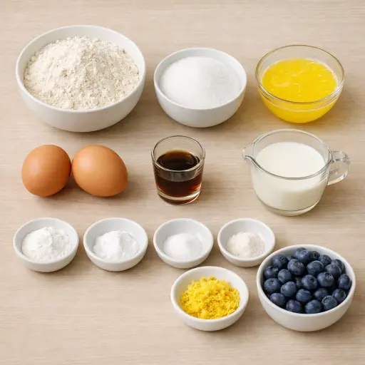 Ingredients for Lemon Blueberry Muffins