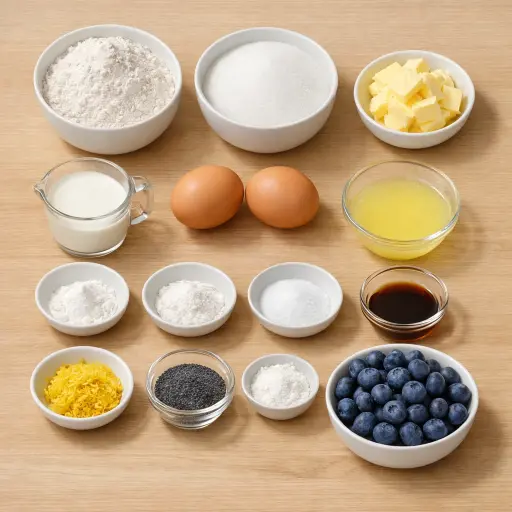 Ingredients for Lemon Blueberry Poppy Seed Bread