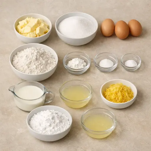 Ingredients for Lemon Drizzle Cake